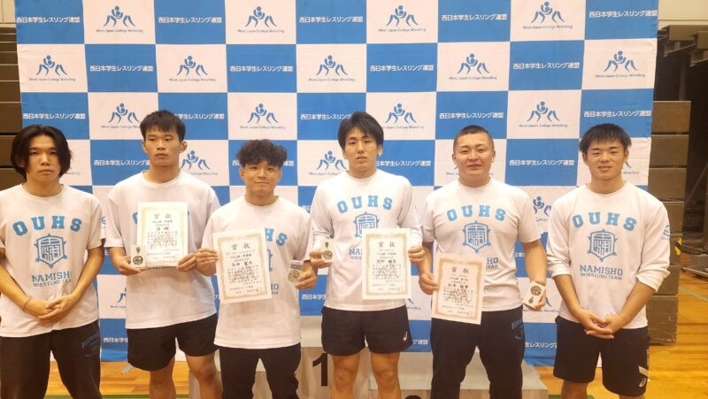 レスリング西日本学生で今中、茂野、塩田、浦選手が準優勝